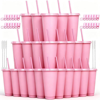 24 oz Reusable Plastic Cups, Custom Cups for Party with Lids and Straws, 12 Pack Iced Coffee Travel Mugs or Mean Girls Party Tumblers, Leak-Proof Coffee Travel Mug (12, Yellow)