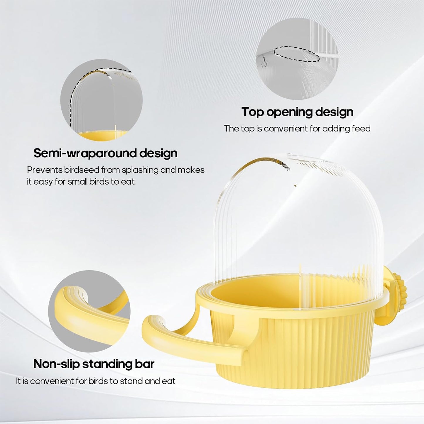 No Mess Bird Feeder Water Dispenser Set, Automatic Hydration, Bird Cage Accessories for Cockatiels Parrots Lovebirds Canarys Finches Budgies and Other Small to Medium Sized Birds (Yellow + White)