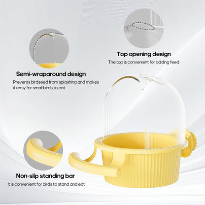 No Mess Bird Feeder Water Dispenser Set, Automatic Hydration, Bird Cage Accessories for Cockatiels Parrots Lovebirds Canarys Finches Budgies and Other Small to Medium Sized Birds (Yellow + White)