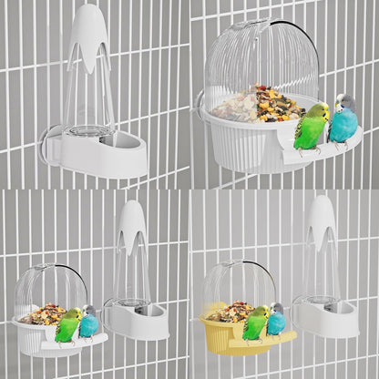 No Mess Bird Feeder Water Dispenser Set, Automatic Hydration, Bird Cage Accessories for Cockatiels Parrots Lovebirds Canarys Finches Budgies and Other Small to Medium Sized Birds (Yellow + White)