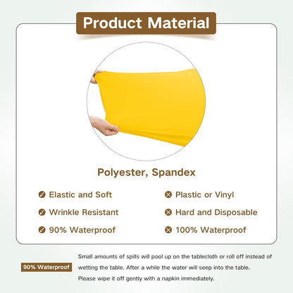 Card Table Covers Fitted Square Elastic Tablecloth, Yellow 34x34 in | Card Table Tablecloth with Elastic, Stretch Spandex Patio Table Covers Washable for Dining, Indoor, Outdoor, Party, Camping