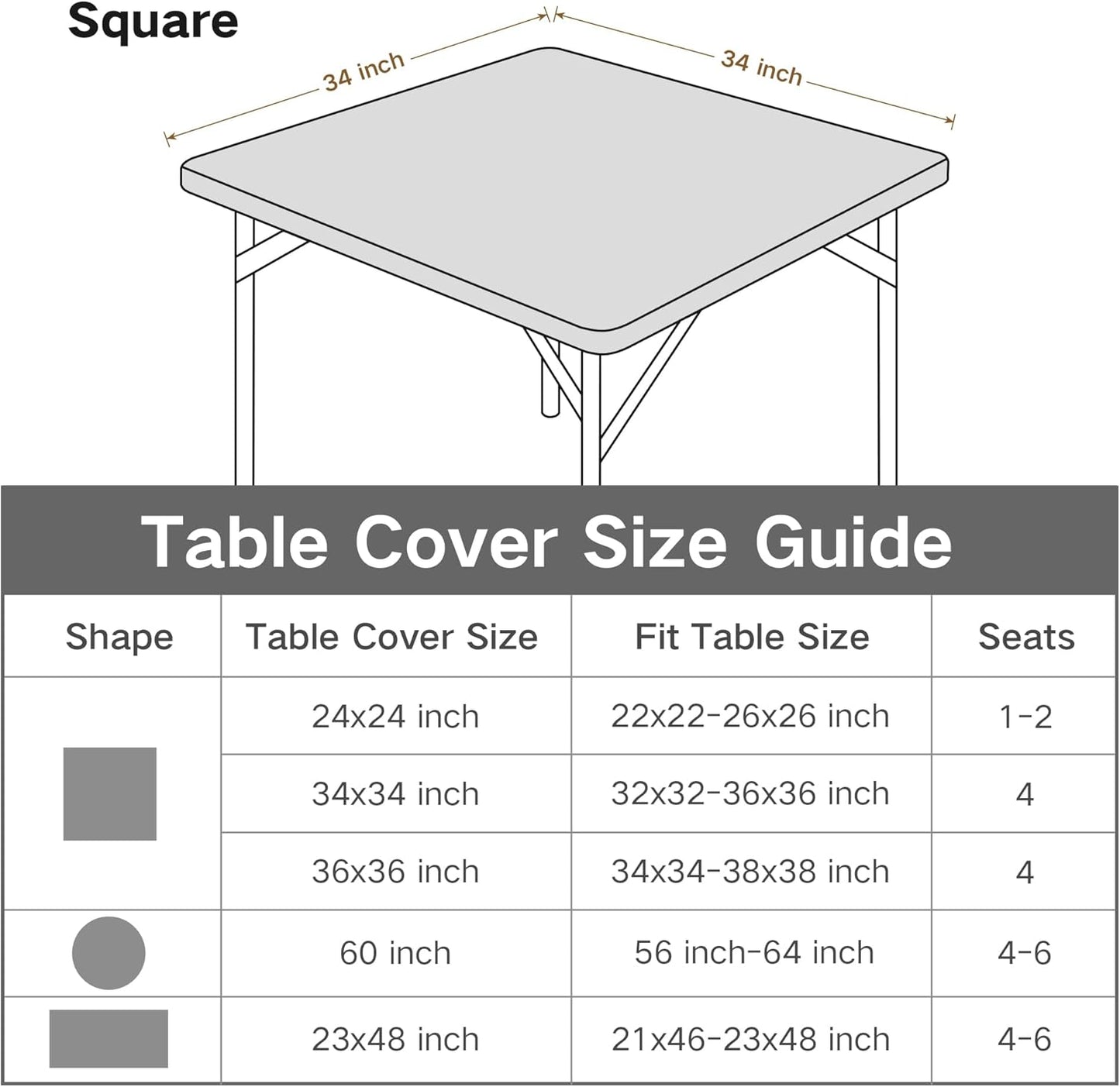 Card Table Covers Fitted Square Elastic Tablecloth, Yellow 34x34 in | Card Table Tablecloth with Elastic, Stretch Spandex Patio Table Covers Washable for Dining, Indoor, Outdoor, Party, Camping