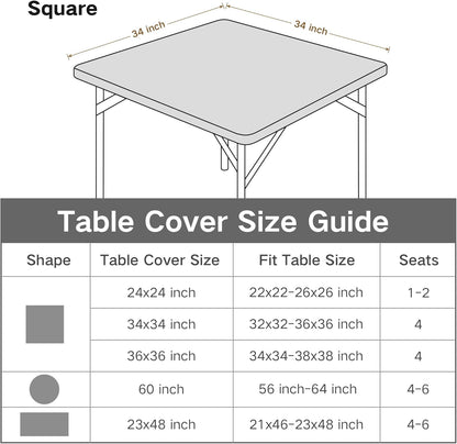 Card Table Covers Fitted Square Elastic Tablecloth, Yellow 34x34 in | Card Table Tablecloth with Elastic, Stretch Spandex Patio Table Covers Washable for Dining, Indoor, Outdoor, Party, Camping