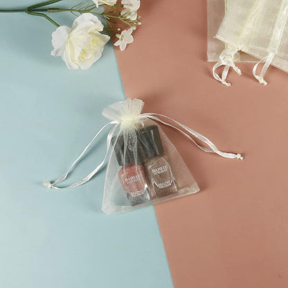 HRX Package 100pcs Little Organza Bags 3 x 4 inch, Pastel Yellow Mesh Bags Drawstring Pouches for Jewelry Bracelets Candy Party Favor Small Gift