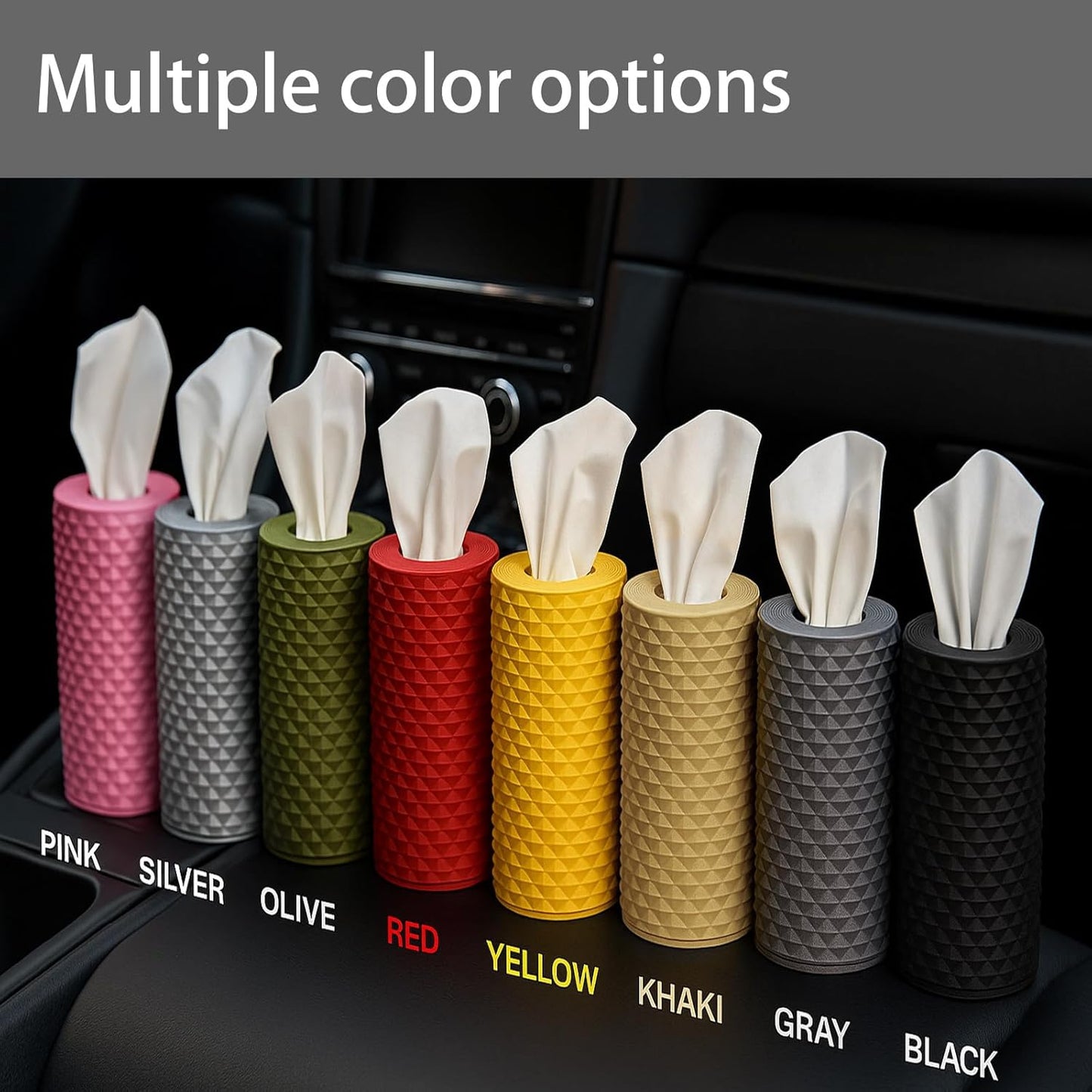 Car Cup Holder Tissue Box Holder – Auto Interior Accessories for Men & Women，Car Accessories Organizer with Premium Tissues with 1 Pack Tissues, Universal Fit for Most Vehicles (Lemon Yellow)