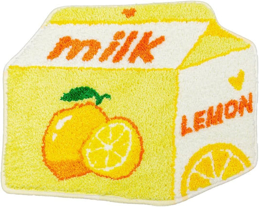 Lemon Fruit Bath Mat for Bathroom Rugs Cute Yellow Absorbent Non Slip Fruit Lemon Bath Rug Milk Cartoon Shaped Fun Plush Microfiber Shower Rug Washable Carpet Fluffy Bathtub Mat Decorative