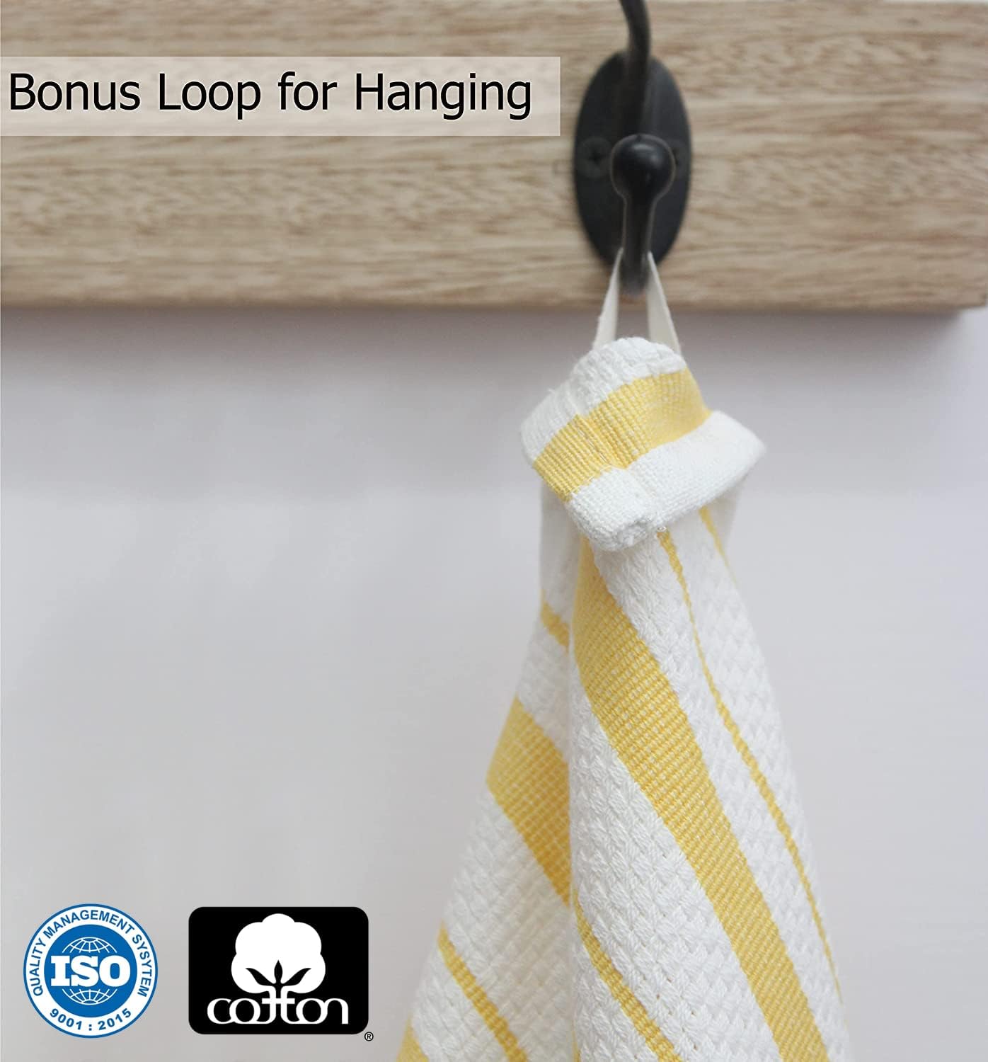 Oversized Kitchen Towels -4 Pack 100% Cotton Basketweave Tea Dish Towels - Absorbent Reusable Low Lint Quick Dry - Cooking Drying Restaurant Bar Cleaning Cloth Napkin -20x30 Yellow Stripe