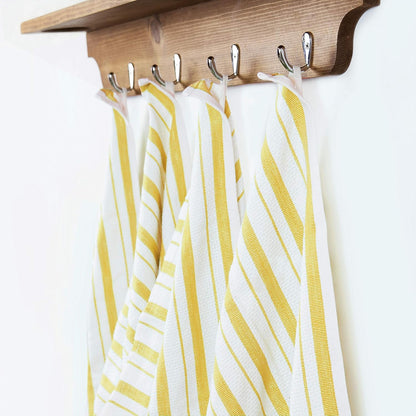 Oversized Kitchen Towels -4 Pack 100% Cotton Basketweave Tea Dish Towels - Absorbent Reusable Low Lint Quick Dry - Cooking Drying Restaurant Bar Cleaning Cloth Napkin -20x30 Yellow Stripe