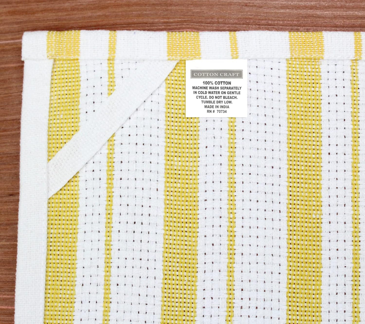 Oversized Kitchen Towels -4 Pack 100% Cotton Basketweave Tea Dish Towels - Absorbent Reusable Low Lint Quick Dry - Cooking Drying Restaurant Bar Cleaning Cloth Napkin -20x30 Yellow Stripe