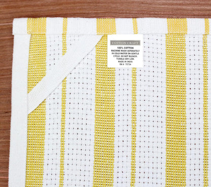 Oversized Kitchen Towels -4 Pack 100% Cotton Basketweave Tea Dish Towels - Absorbent Reusable Low Lint Quick Dry - Cooking Drying Restaurant Bar Cleaning Cloth Napkin -20x30 Yellow Stripe