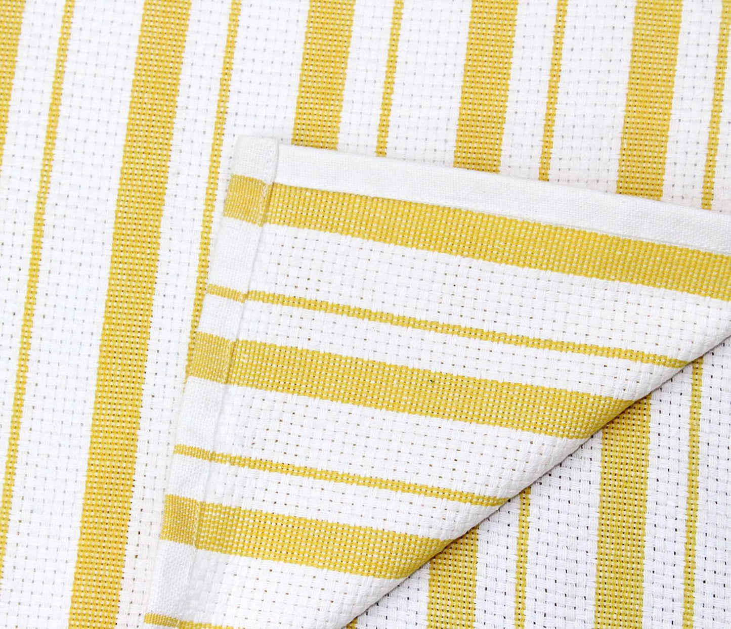 Oversized Kitchen Towels -4 Pack 100% Cotton Basketweave Tea Dish Towels - Absorbent Reusable Low Lint Quick Dry - Cooking Drying Restaurant Bar Cleaning Cloth Napkin -20x30 Yellow Stripe