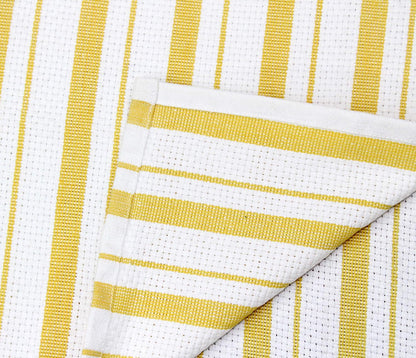 Oversized Kitchen Towels -4 Pack 100% Cotton Basketweave Tea Dish Towels - Absorbent Reusable Low Lint Quick Dry - Cooking Drying Restaurant Bar Cleaning Cloth Napkin -20x30 Yellow Stripe