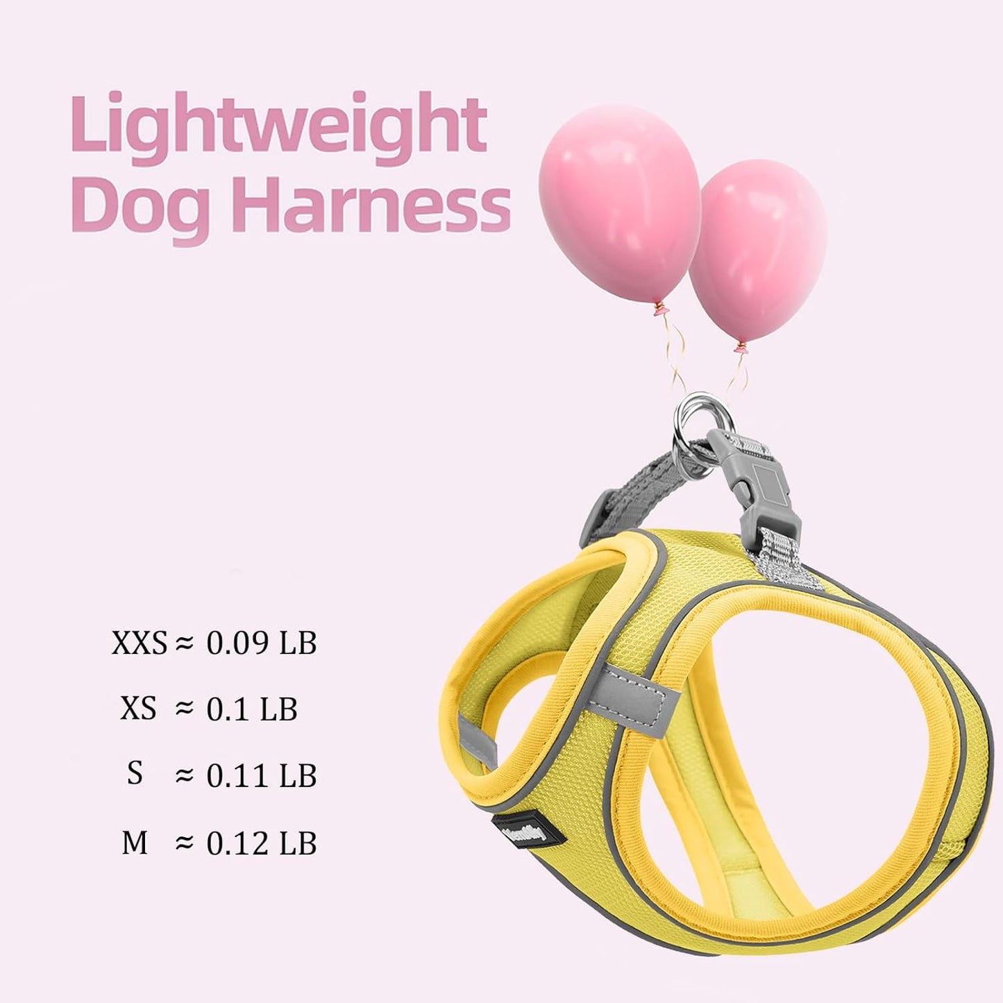 Sparkly Dog Harness Small Sized and Leash Set for Small Dogs Cats,Yellow XS Puppy Harness, Step in Soft Dog Reflective Vest, Breathable Mesh Pet Harness. (Yellow, XS)