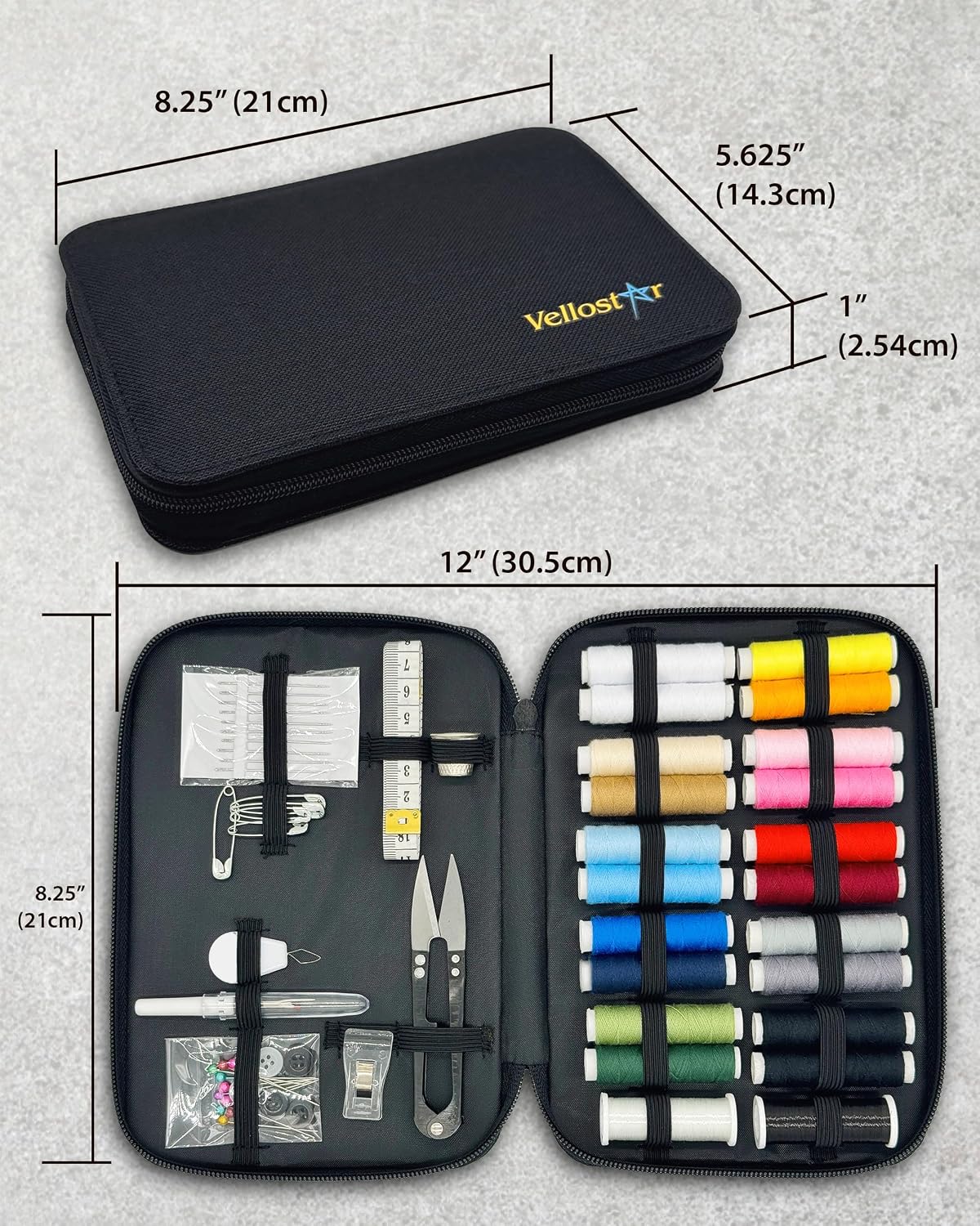 Beginner Sewing Kit for Adults and Kids, 22 Threads, Travel Case | Small beginner hand sew kit with sewing supplies, needles, scissors, thimble for home, travel, & emergency clothing repairs