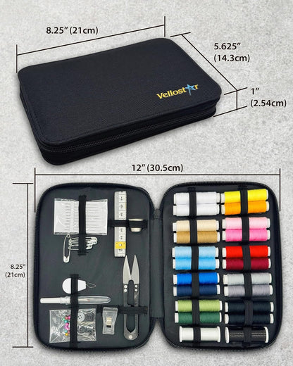 Beginner Sewing Kit for Adults and Kids, 22 Threads, Travel Case | Small beginner hand sew kit with sewing supplies, needles, scissors, thimble for home, travel, & emergency clothing repairs