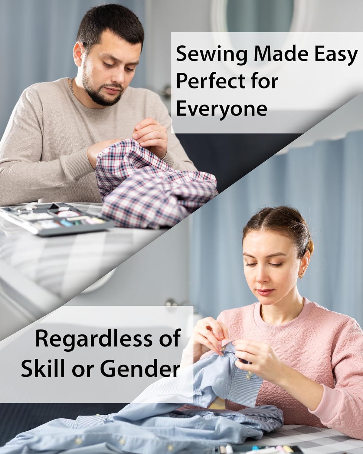 Beginner Sewing Kit for Adults and Kids, 22 Threads, Travel Case | Small beginner hand sew kit with sewing supplies, needles, scissors, thimble for home, travel, & emergency clothing repairs