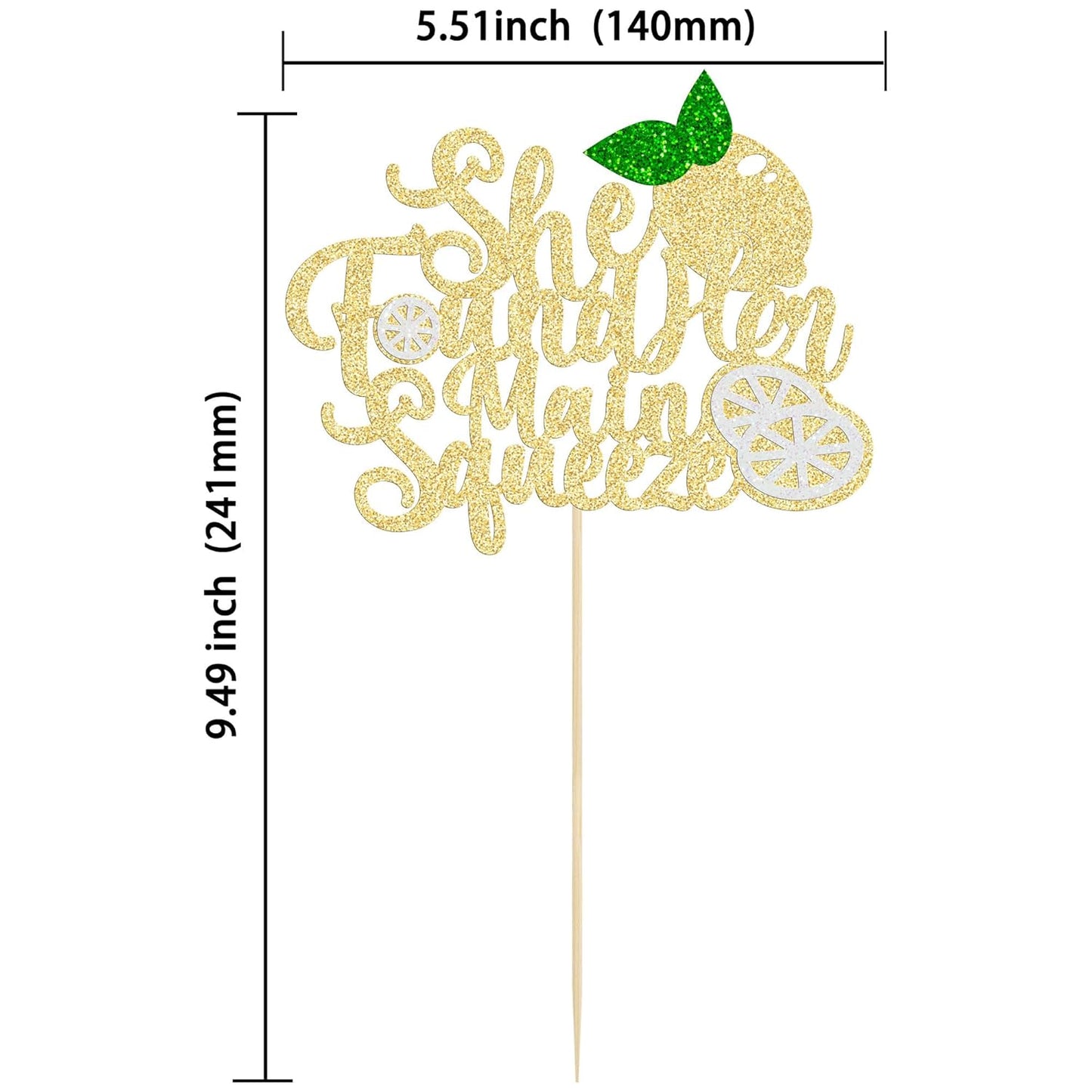 1Pcs She Found Her Main Squeeze Cake Topper Glitter Bridal Shower Party Cake Decorations for Lemon Theme Wedding Engagement Bachelorette Party Supplies