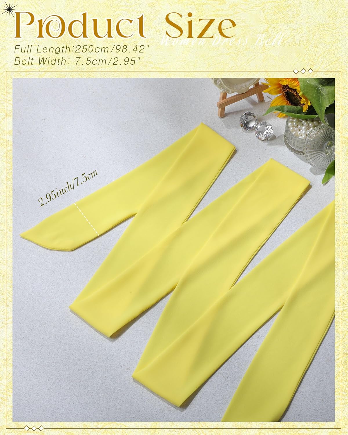 Women Chiffon Belt Dress Waist Sash | Long Tie Sash for Bridal Wedding, 3'' Wide, Fit 50s Prom Evening Halloween Graduation Vintage Party Formal Occasion