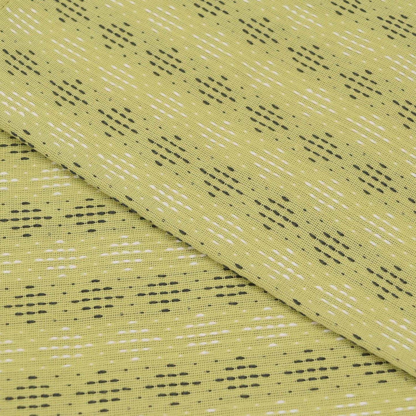 Japanese Furoshiki Cute Handkerchief & Bento Kinchaku Bag Cotton Fabric Wrapping Cloth Handmade in Kyoto Gifts Souvenir (120x120cm, Diamond-Shaped sashiko) (Yellow Green)