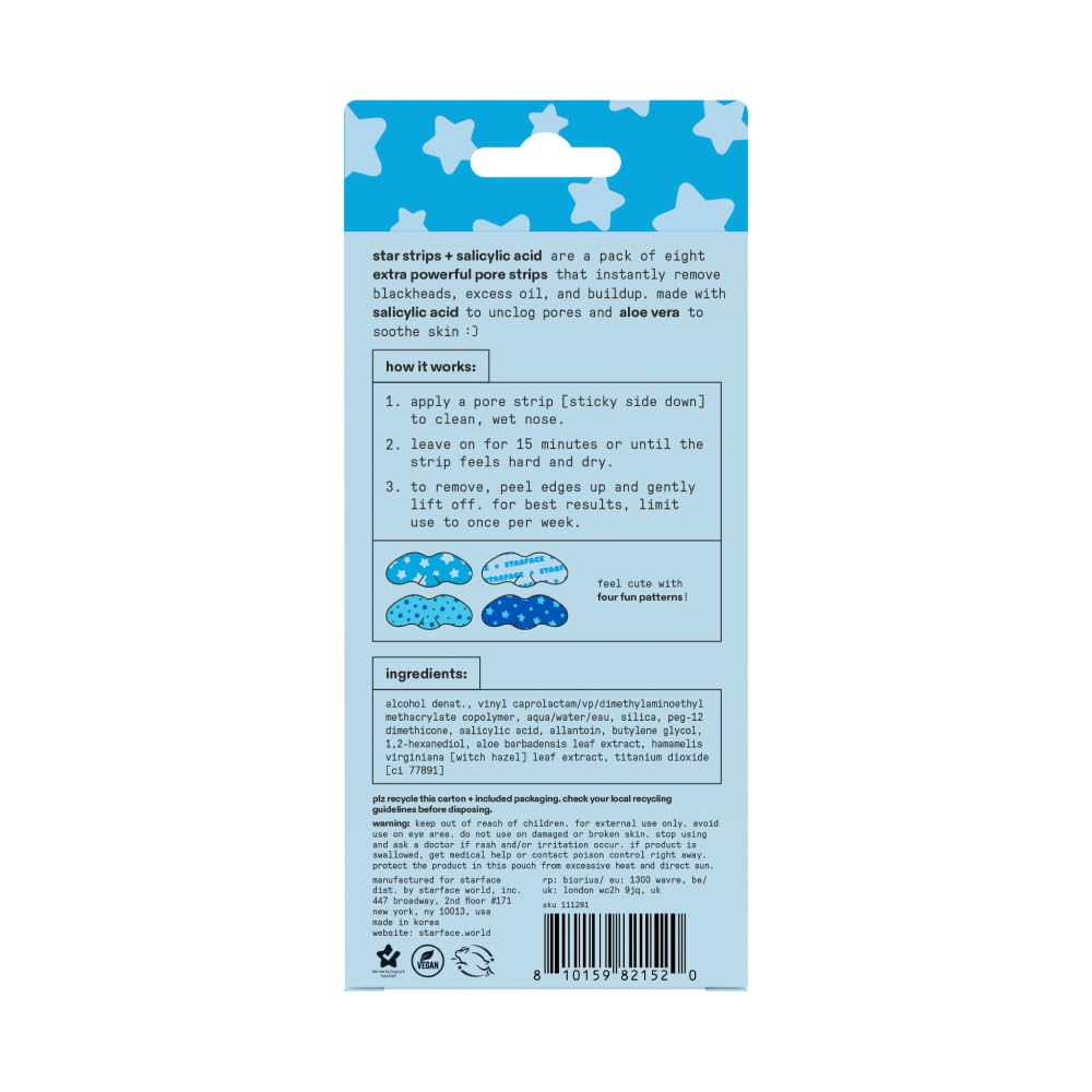 Starface Lift Off Pore Strips for Nose, 8 ct | Deep Cleansing • Dermatologist Tested • Fragrance Free