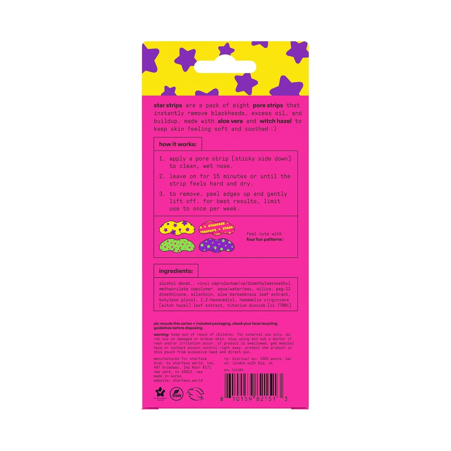 Starface Lift Off Pore Strips for Nose, 8 ct | Deep Cleansing • Dermatologist Tested • Fragrance Free