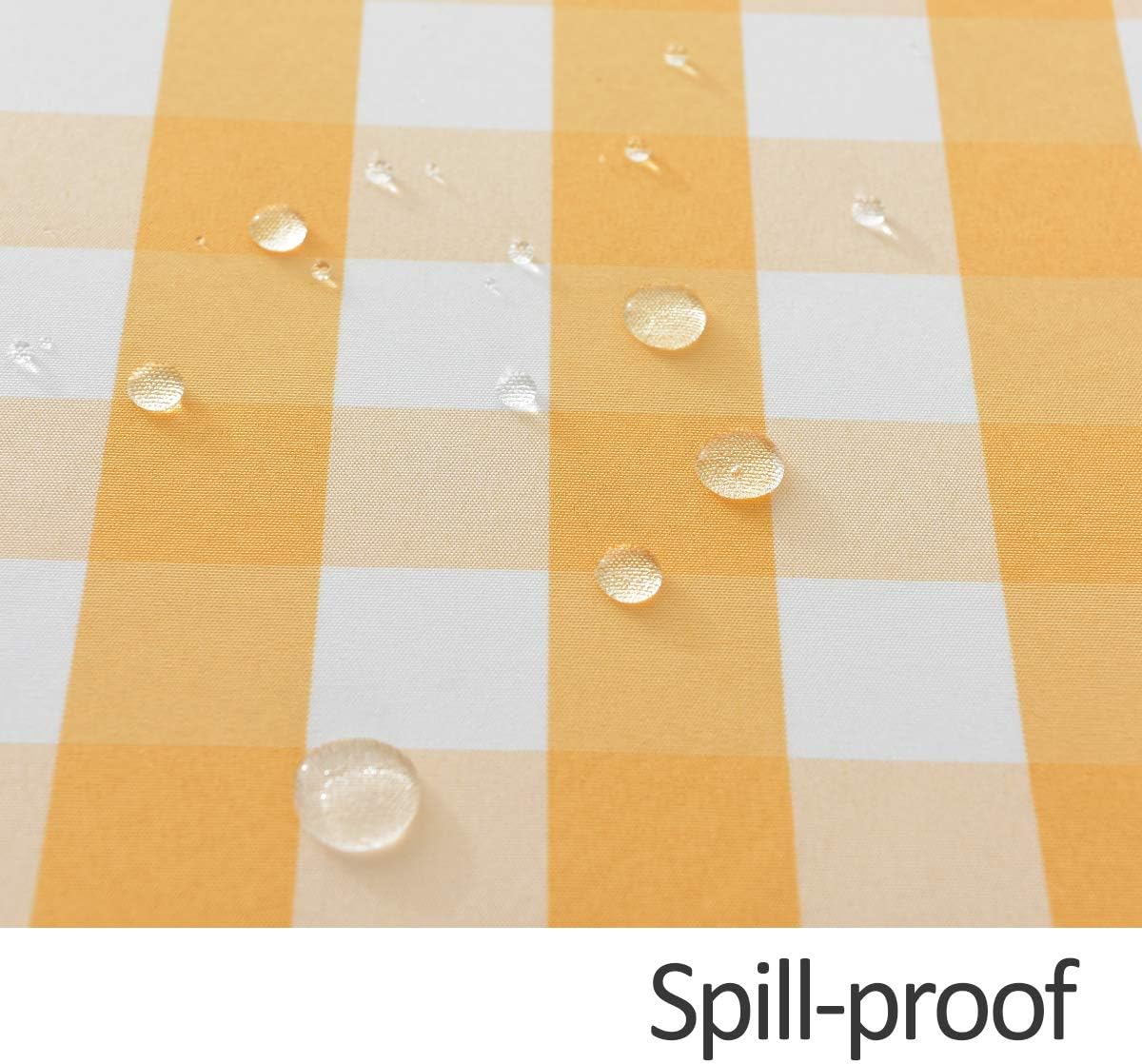 Round Checkered Tablecloth Spillproof Wrinkle Free Heavy Weight Gingham Table Cloth for Circular Table Buffalo Plaid for Buffet Banquet Parties Holiday Dinner 70 Inch Yellow and White