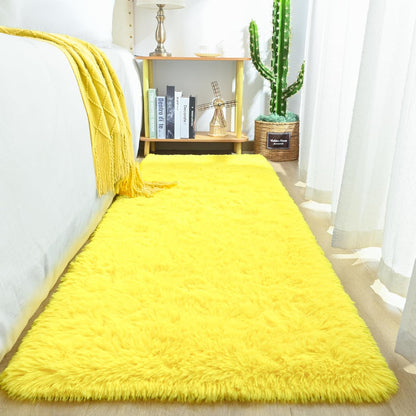 Runner Rugs for Bedroom Girls Room, 2x6 Fluffy Bedside Kids Room Rug Shag Cute Indoor Baby Rugs Fuzzy Modern Area Carpet for Teen Kid Girl Child Nursery Living Room Dorm Decor Yellow