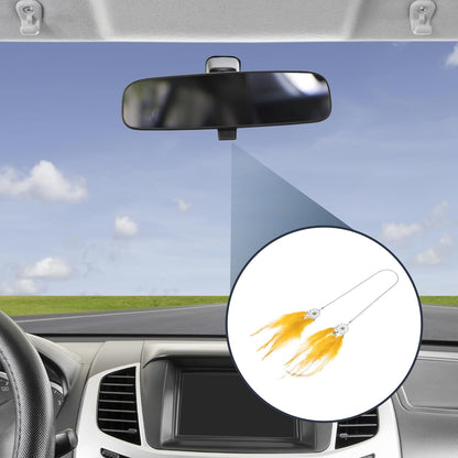1 Pc Feather Metal Feather Dream Catcher Car Rear View Mirror Pendant Accessories Car Hanging Ornament Yellow
