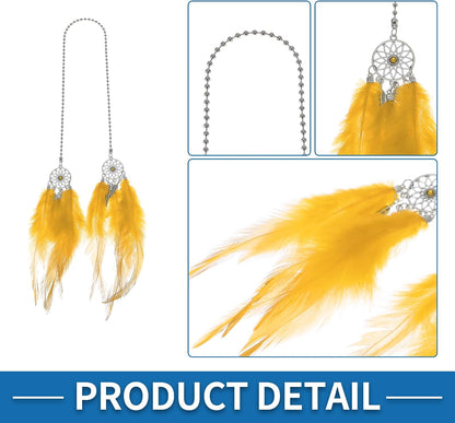 1 Pc Feather Metal Feather Dream Catcher Car Rear View Mirror Pendant Accessories Car Hanging Ornament Yellow