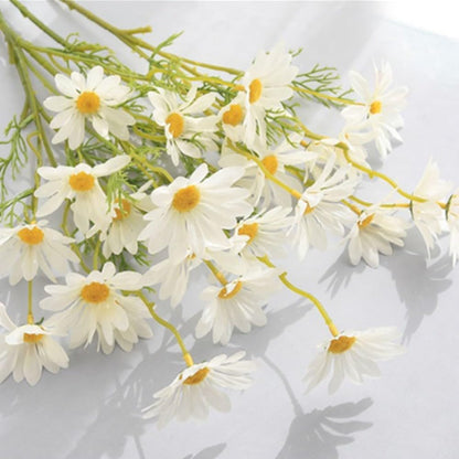 Artificial Flowers 10 Bundles Artificial Silk Daisy Fake Flowers UV Resistant Outdoor Fake Wildflowers with Stems Greenery Shrubs Plants Arrangements for Home Garden for Decoration (White and Yellow)