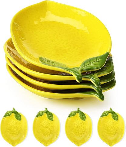 4 Pack Lemon Ceramic Spoon Rest for Stove Top & Kitchen Counter Yellow Utensil Spoon Holder Decoration Gift for Women Housewarming Gift Lemon Decor and Accessories