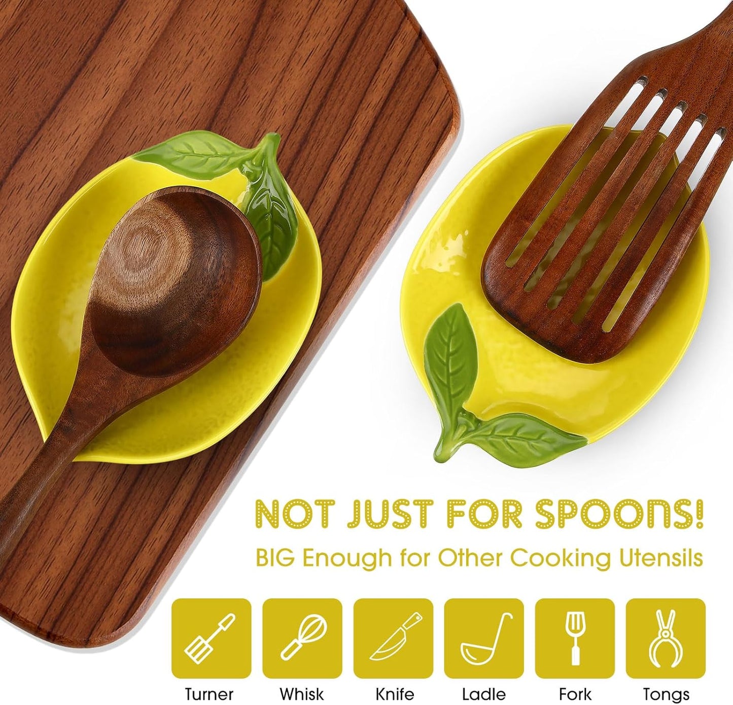 4 Pack Lemon Ceramic Spoon Rest for Stove Top & Kitchen Counter Yellow Utensil Spoon Holder Decoration Gift for Women Housewarming Gift Lemon Decor and Accessories