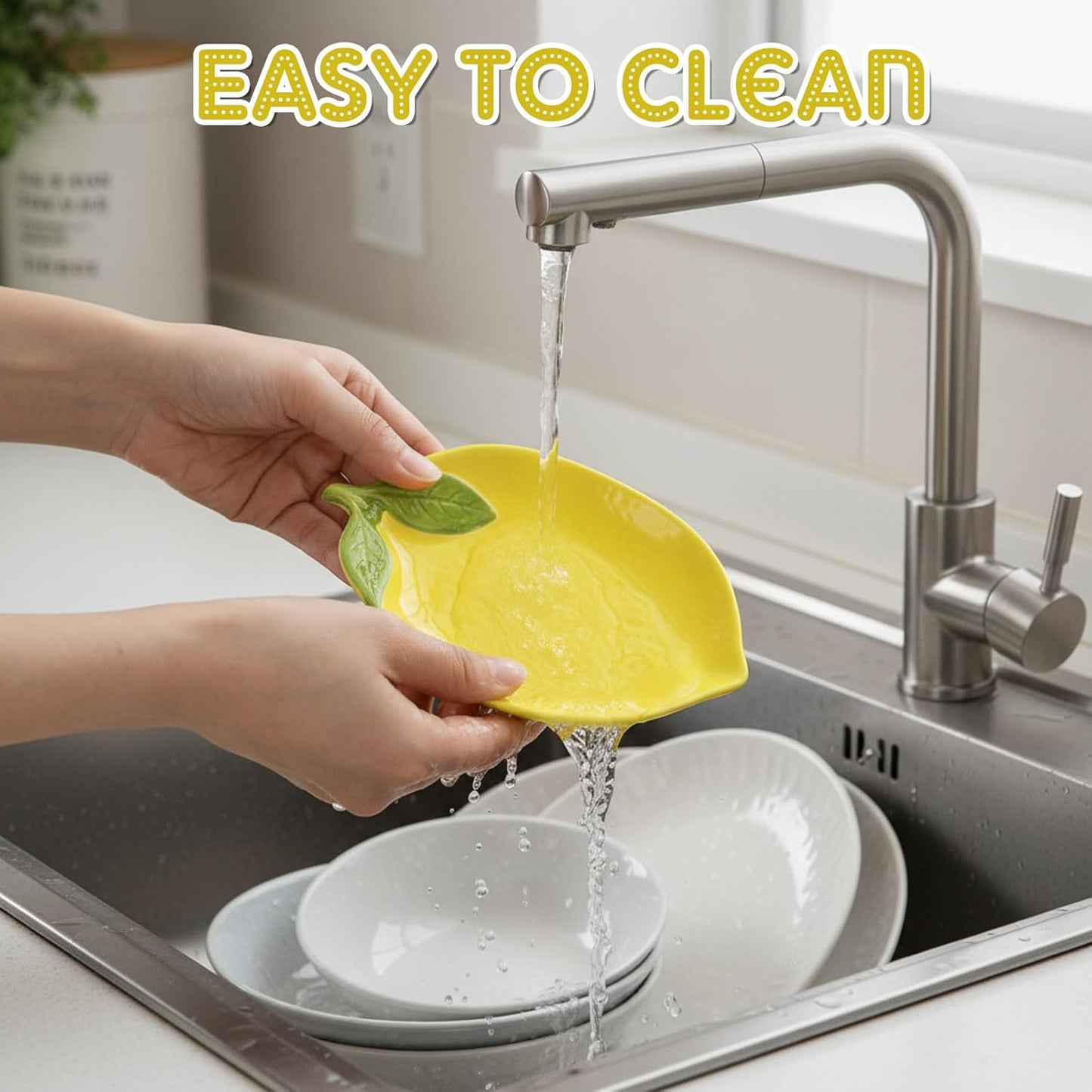 4 Pack Lemon Ceramic Spoon Rest for Stove Top & Kitchen Counter Yellow Utensil Spoon Holder Decoration Gift for Women Housewarming Gift Lemon Decor and Accessories