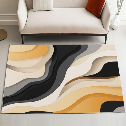 Abstract Swirl Rug 4x6 Home Decor, Aesthetic Modern Art Area Rug for Bedroom, Contemporary Light Luxury Carpet Low Pile, Non Slip Throw Rug, Soft Washable Rug for Living Room, Playroom