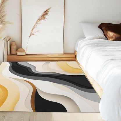 Abstract Swirl Rug 4x6 Home Decor, Aesthetic Modern Art Area Rug for Bedroom, Contemporary Light Luxury Carpet Low Pile, Non Slip Throw Rug, Soft Washable Rug for Living Room, Playroom