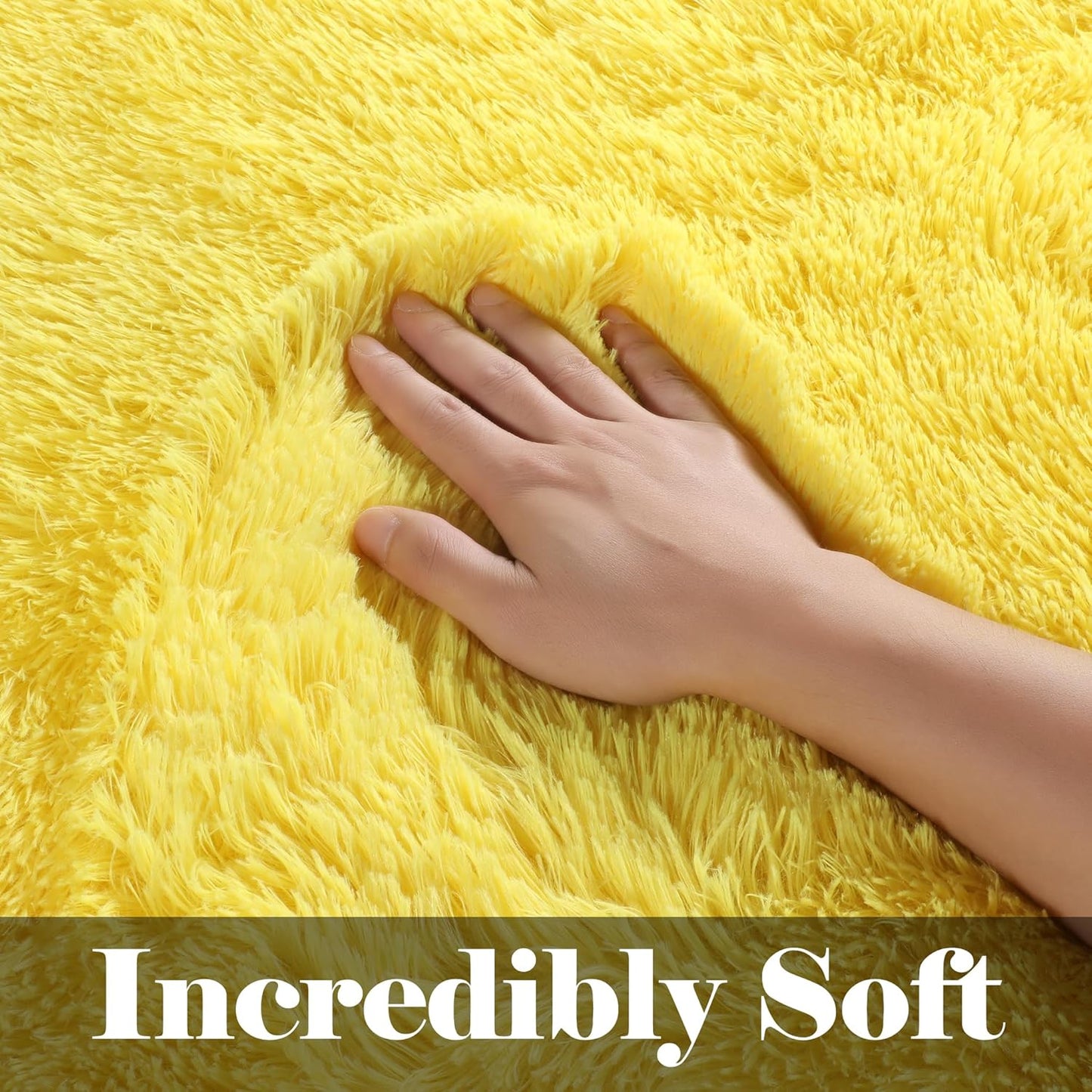 Yellow Area Rugs for Bedroom Living Room, Fluffy 4x6 Indoor Bedside Floor Throw Rug, Soft Plush Shaggy Carpet for Nursery Kids Girls Boys Teen Dorm Home Office Decor Aesthetic