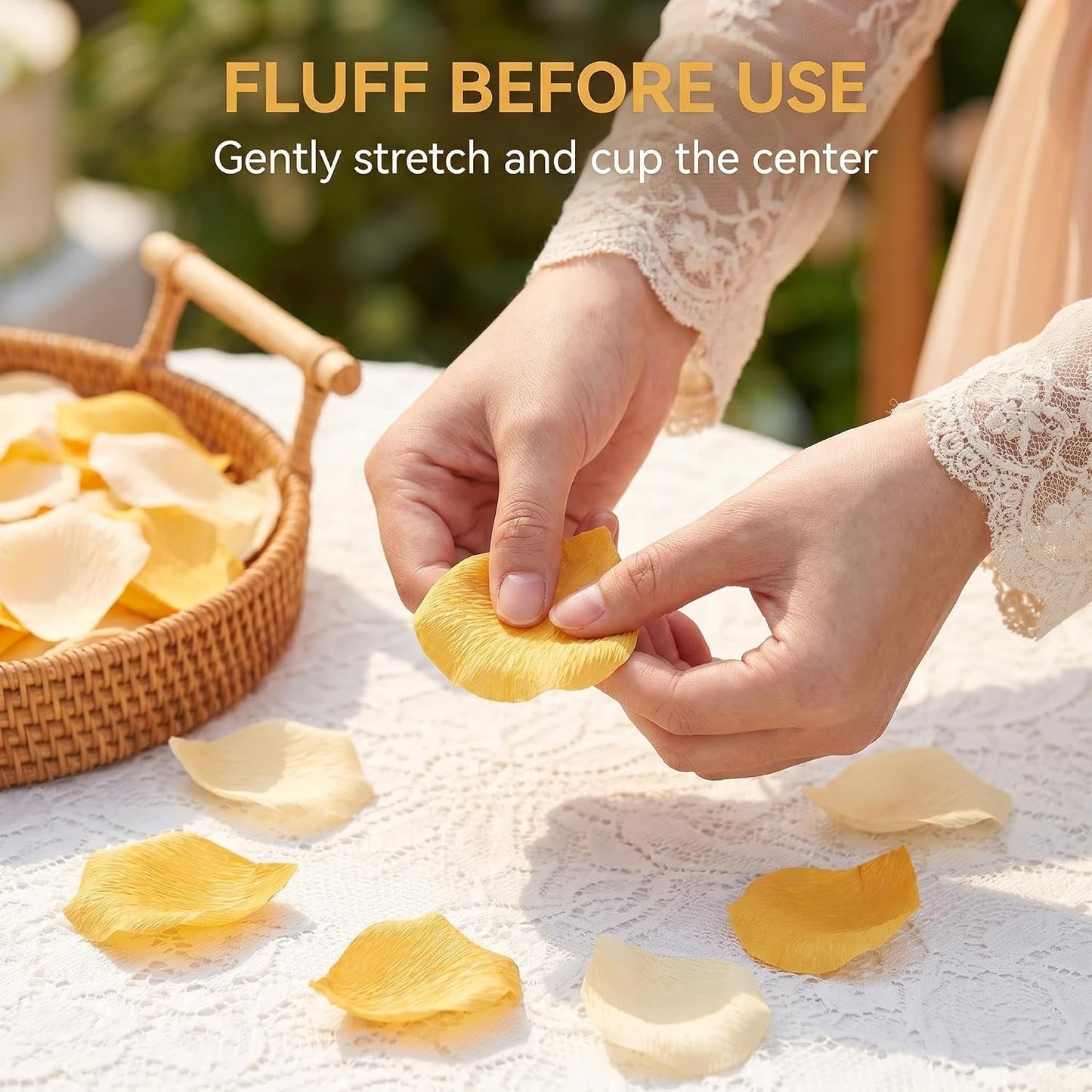600 PCS Crepe Paper Rose Flower Petals for Wedding Flower Girl to Throw Petals for Romantic Night Centerpieces Baby Shower Valentine's Day Decor (yellows)