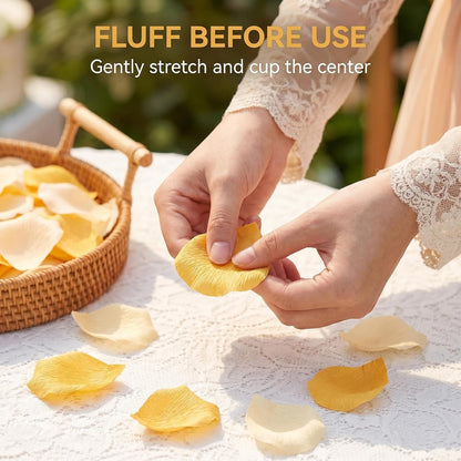 600 PCS Crepe Paper Rose Flower Petals for Wedding Flower Girl to Throw Petals for Romantic Night Centerpieces Baby Shower Valentine's Day Decor (yellows)