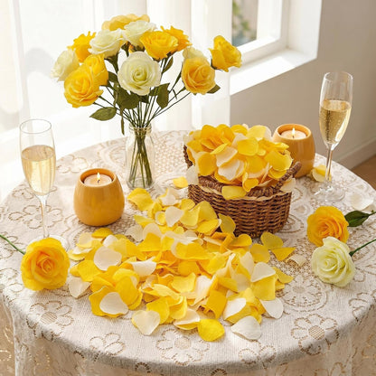 600 PCS Crepe Paper Rose Flower Petals for Wedding Flower Girl to Throw Petals for Romantic Night Centerpieces Baby Shower Valentine's Day Decor (yellows)