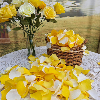 600 PCS Crepe Paper Rose Flower Petals for Wedding Flower Girl to Throw Petals for Romantic Night Centerpieces Baby Shower Valentine's Day Decor (yellows)