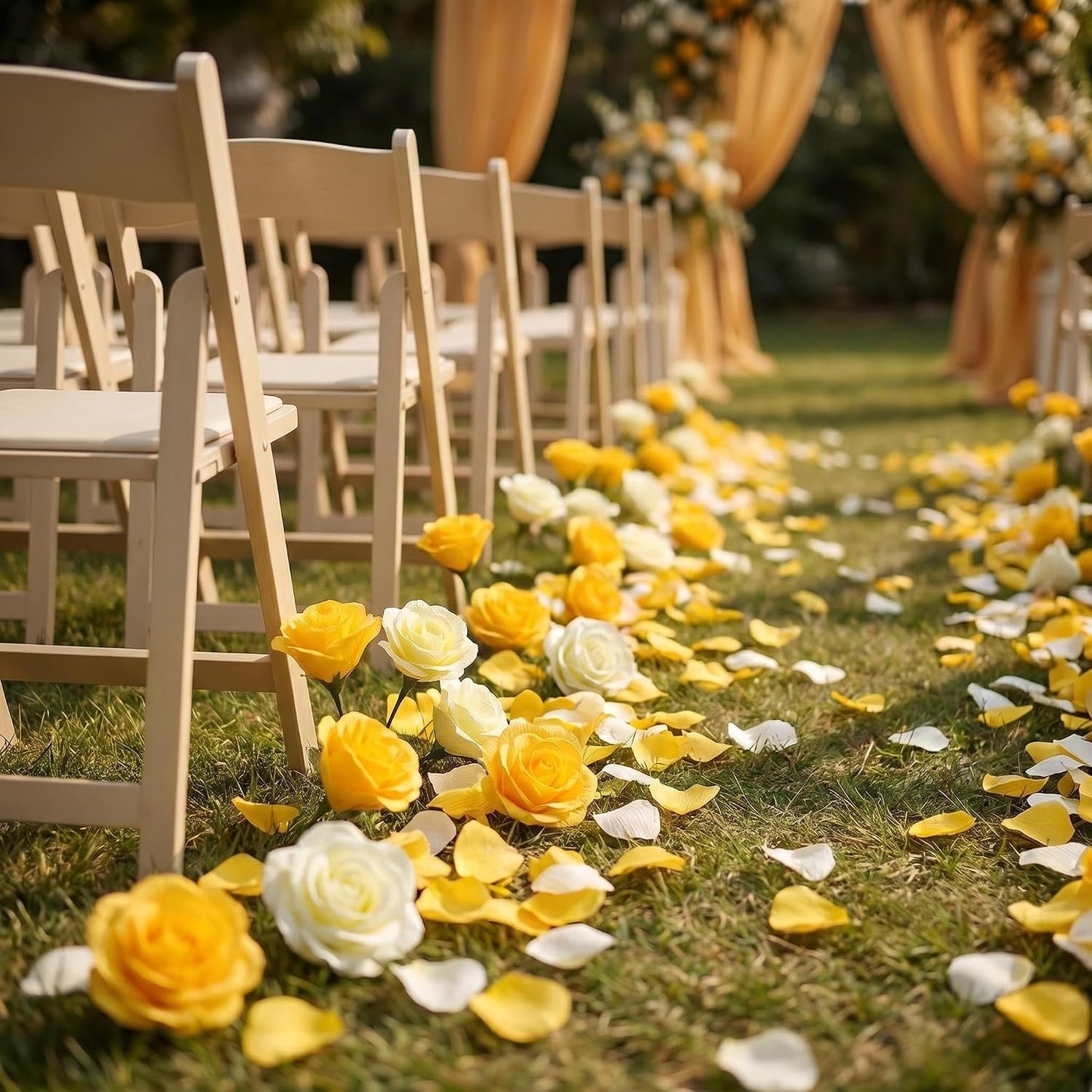600 PCS Crepe Paper Rose Flower Petals for Wedding Flower Girl to Throw Petals for Romantic Night Centerpieces Baby Shower Valentine's Day Decor (yellows)