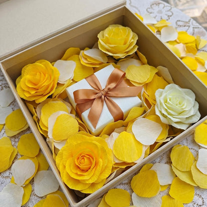 600 PCS Crepe Paper Rose Flower Petals for Wedding Flower Girl to Throw Petals for Romantic Night Centerpieces Baby Shower Valentine's Day Decor (yellows)