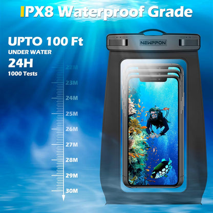 4 Pack Floating Waterproof Phone Pouch - Universal Large Floatable Water Proof Dry Bag Case - Float Clear Cell Holder with Lanyard - for iPhone 17 Pro Max Samsung Galaxy - Beach Swimming Pool