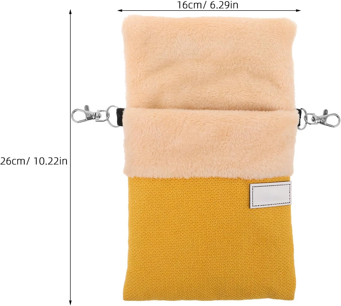 Sugar Glider Hanging Bag Plush Carrier with Optimal Warmth and Nonirritating Material, Yellow Nesting Pouch for Small Pets Like Hamsters, for Habitats and Rest