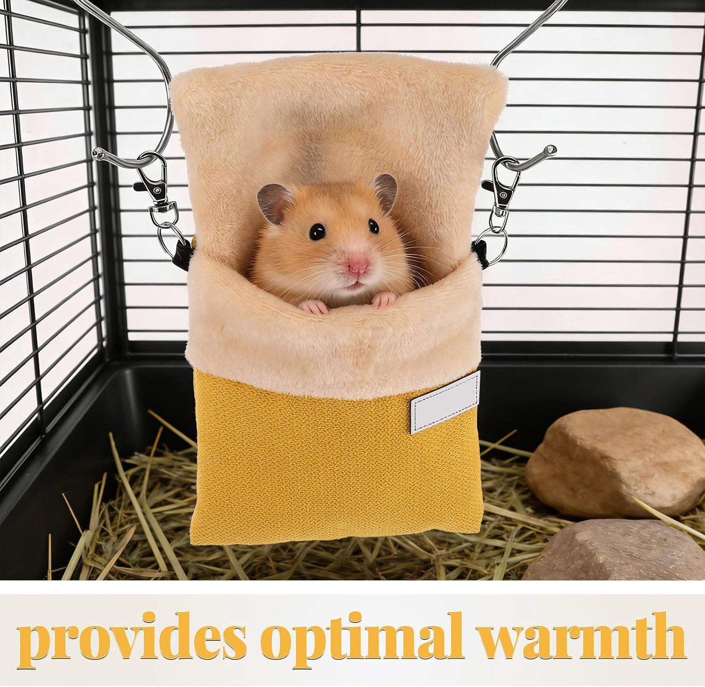 Sugar Glider Hanging Bag Plush Carrier with Optimal Warmth and Nonirritating Material, Yellow Nesting Pouch for Small Pets Like Hamsters, for Habitats and Rest