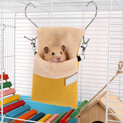 Sugar Glider Hanging Bag Plush Carrier with Optimal Warmth and Nonirritating Material, Yellow Nesting Pouch for Small Pets Like Hamsters, for Habitats and Rest
