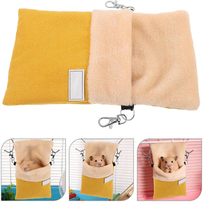 Sugar Glider Hanging Bag Plush Carrier with Optimal Warmth and Nonirritating Material, Yellow Nesting Pouch for Small Pets Like Hamsters, for Habitats and Rest