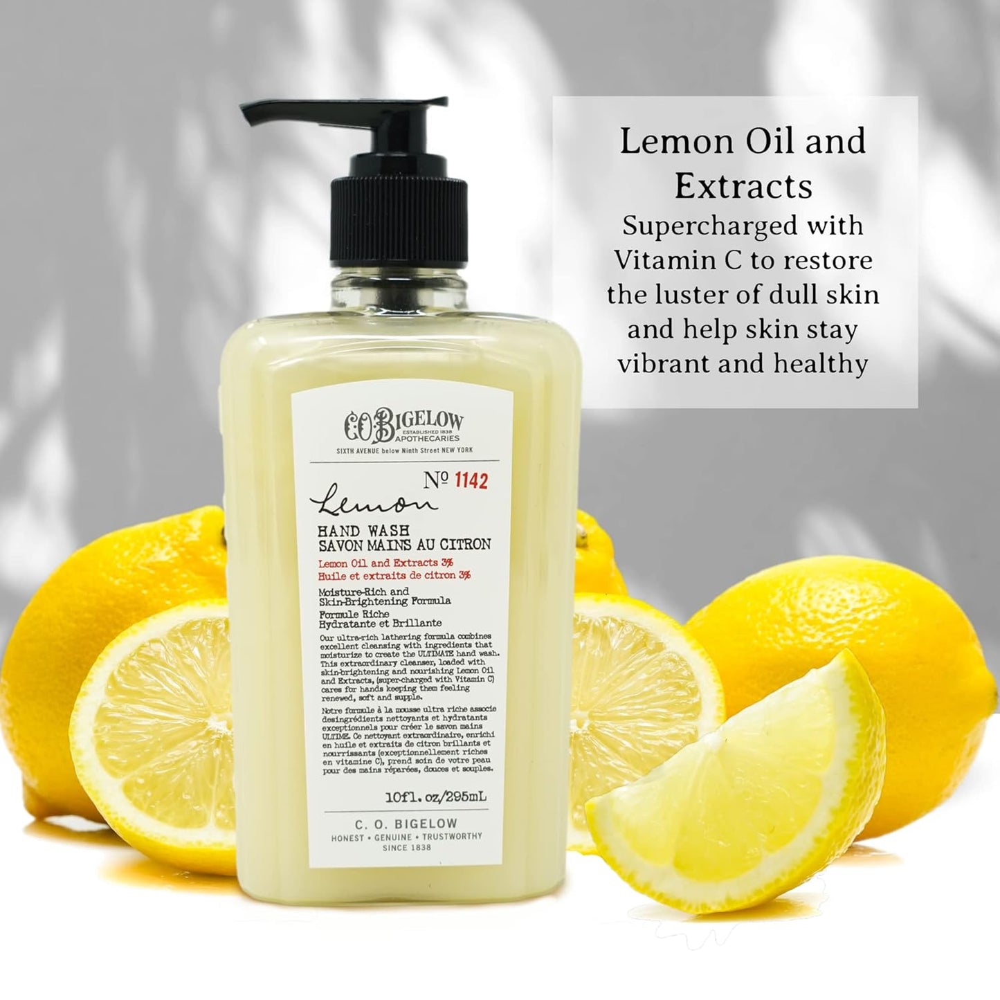 Lemon Hand Wash, Liquid Hand Soap with Lemon Extract & Aloe Vera, 10 Fl Oz