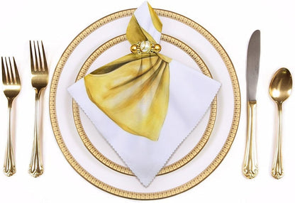 Watercolor Bow in The Butter Yellow Cloth Napkins Set of 6, Square Premium Reusable Washable Polyester Table Linen Napkin for Dinner Party