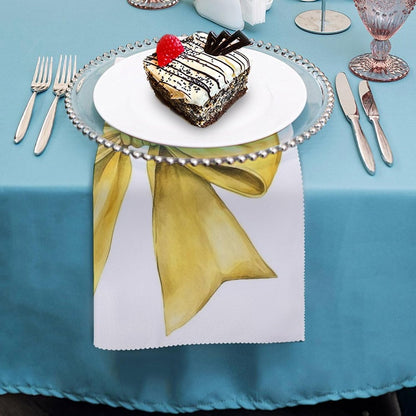 Watercolor Bow in The Butter Yellow Cloth Napkins Set of 6, Square Premium Reusable Washable Polyester Table Linen Napkin for Dinner Party